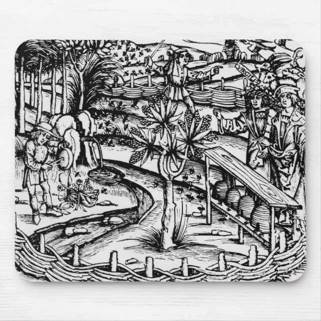 Happy husbandsmen tending bees, illustration from mouse pad (Front)