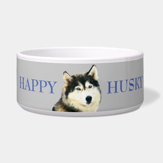 Happy Husky Dog Bowl (Front)