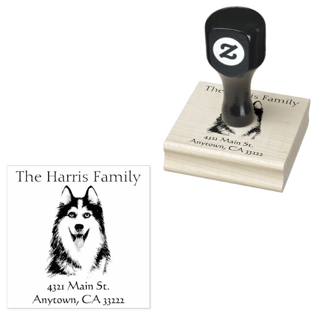 Happy Husky Personalized Rubber Stamp (Stamped)