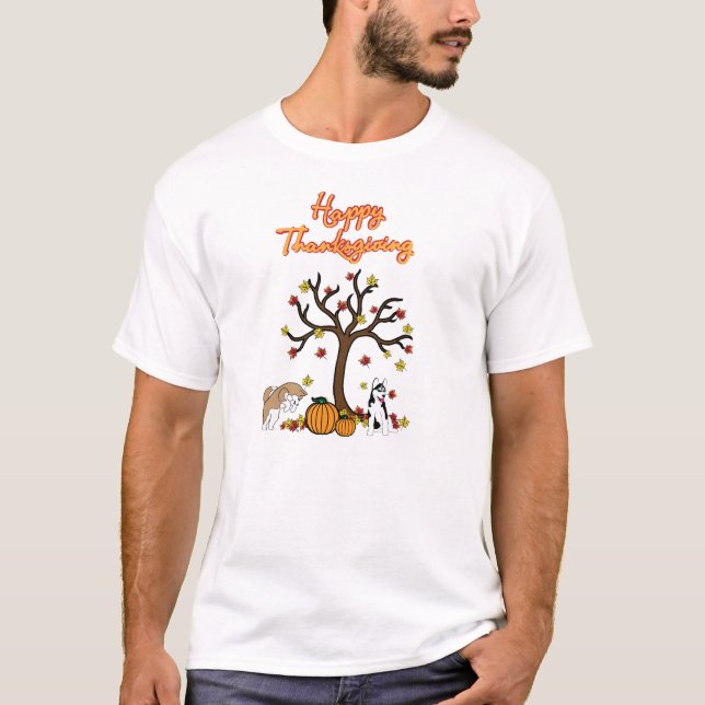 Happy Husky Thanksgiving T-shirt (Front)
