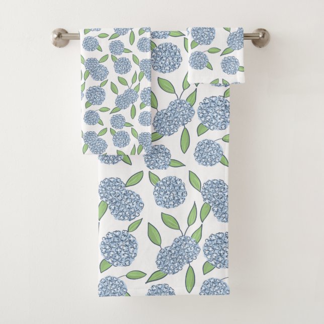 Happy Hydrangea Preppy College or Housewarming Bath Towel Set (Insitu)