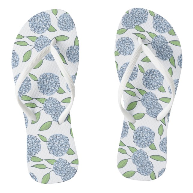 Happy Hydrangeas Something Blue Wedding Weekend Flip Flops (Footbed)