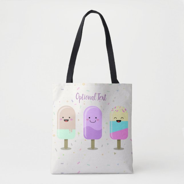 Happy Ice Cream Smiling Bars & Popsicles Tote Bag (Front)
