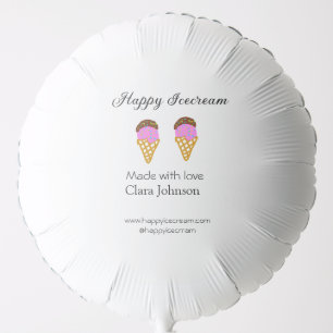 Happy Icecream add name website social media Balloon