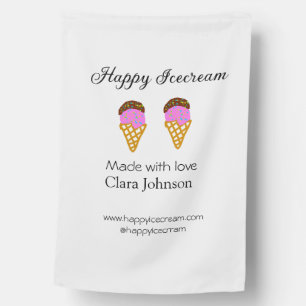 Happy Icecream add name website social media  House Flag