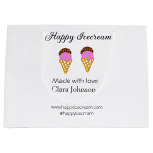 Happy Icecream add name website social media Large Gift Bag