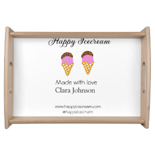 Happy Icecream add name website social media Serving Tray