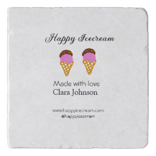 Happy Icecream add name website social media Trivet
