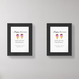 Happy Icecream add name website social media  Wall Art Sets