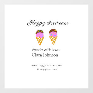 Happy Icecream add name website social media  Window Cling