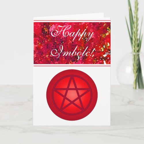 Happy Imbolc Red Pentacle Holiday Card