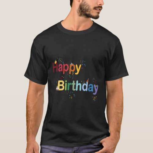 Happy In Colorful Letters With Confetti T_Shirt