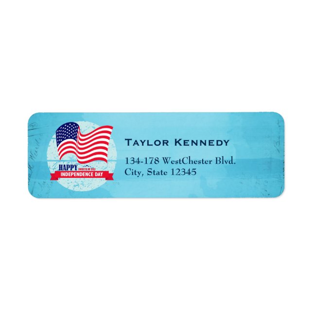 Happy Independance Day American Flag Illustration Label (Front)