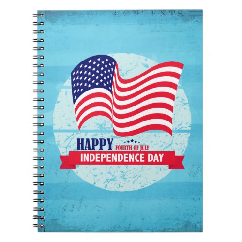Happy Independance Day American Flag Illustration Notebook