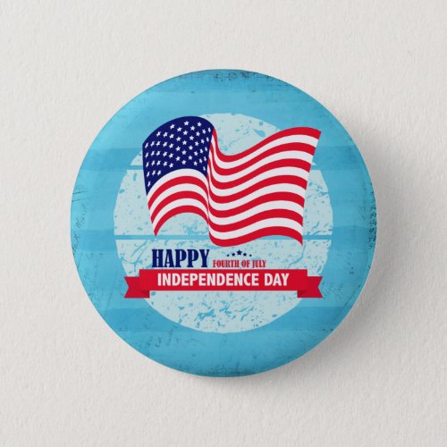 Happy Independance Day American Flag Illustration Pinback Button