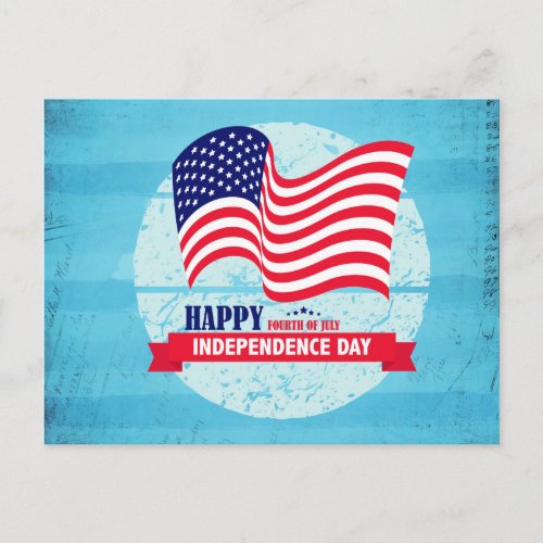 Happy Independance Day American Flag Illustration Postcard