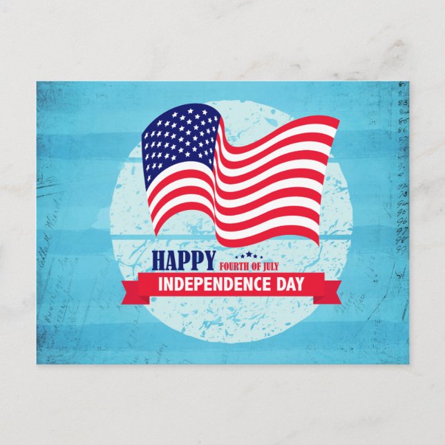 Happy Independance Day American Flag Illustration Postcard (Front)