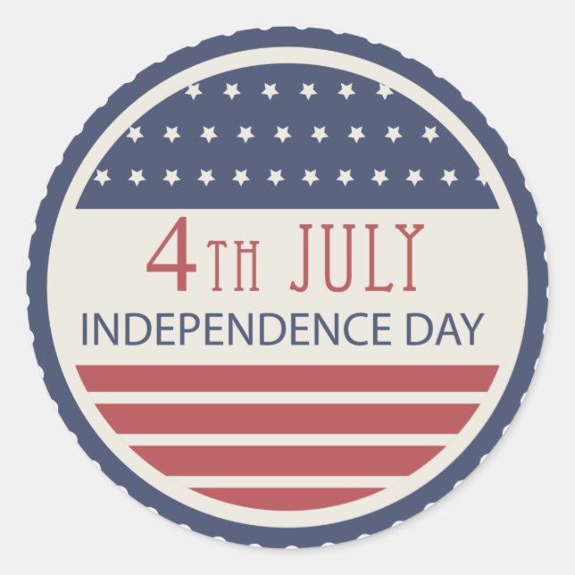 Happy Independence Day 4th Of July 2 Classic Round Sticker (Front)