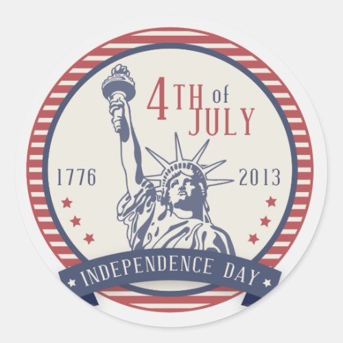 Happy Independence Day 4th Of July 4 Classic Round Sticker