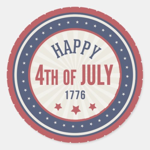 Happy Independence Day 4th Of July Classic Round Sticker