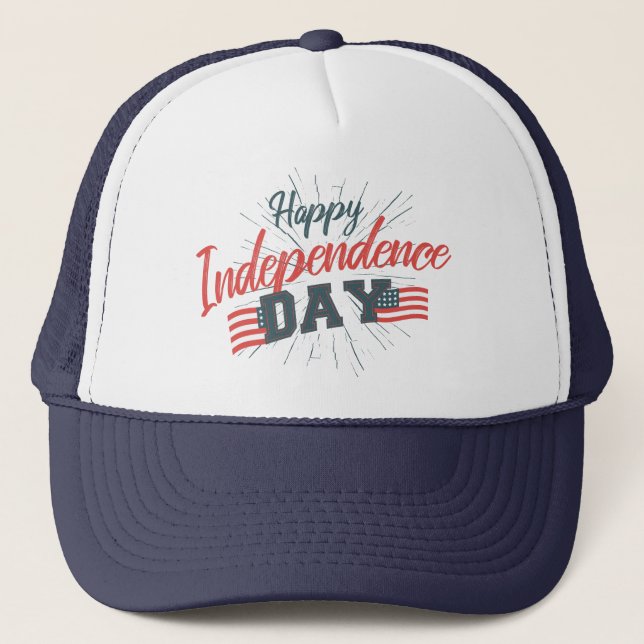 Happy Independence Day - 4th of July Gift Trucker Hat (Front)