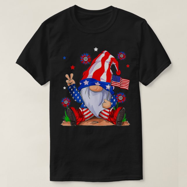 Happy Independence Day 4th Of July Gnome american  T-Shirt (Design Front)