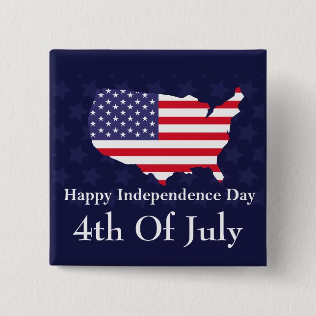 Happy Independence Day 4th of July USA Flag Button (Front)