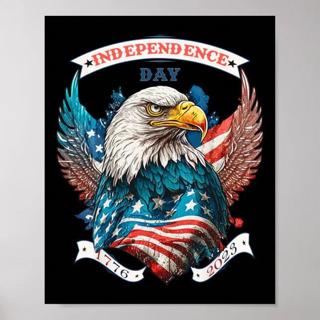 Happy Independence Day American Eagle And Usa Flag Poster | Zazzle