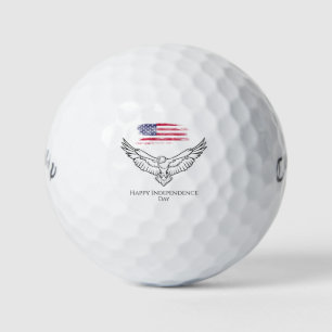 Happy Independence Day American Flag & Bald Eagle Golf Balls