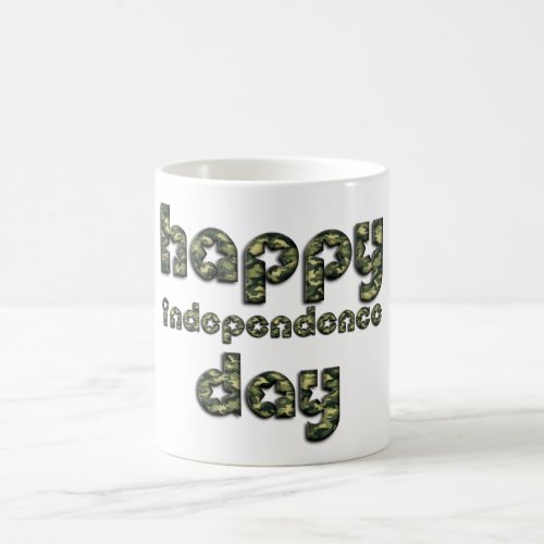 Happy Independence Day Army Camouflage Typography Coffee Mug