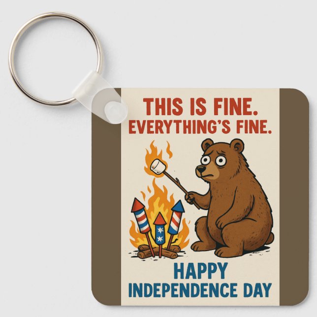 Happy Independence Day Bear  Keychain (Front)