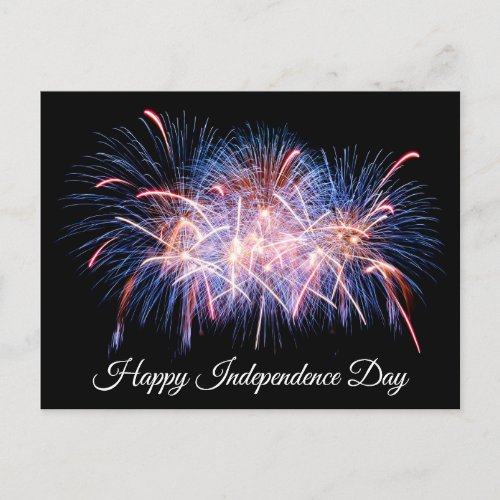 Happy Independence Day Colorful Fireworks Display  Postcard