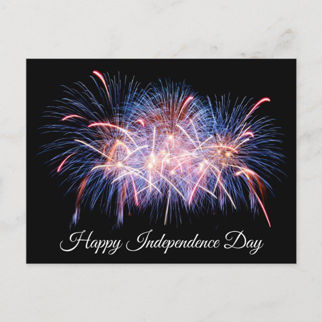 Happy Independence Day Colorful Fireworks Display  Postcard (Front)