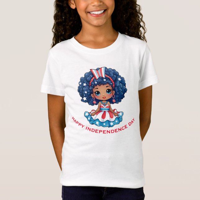 Happy Independence Day Cute American Doll T-Shirt (Front)