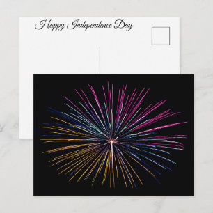 Happy Independence Day Fireworks Display Colorful  Postcard