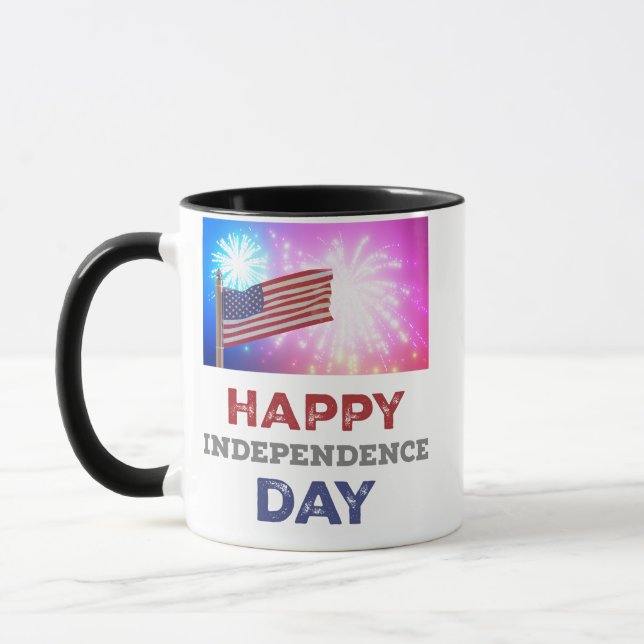 Happy Independence Day Fireworks Mug (Left)