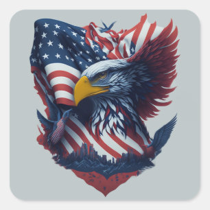 Happy Independence Day Freedom Fourth Of July Art Square Sticker