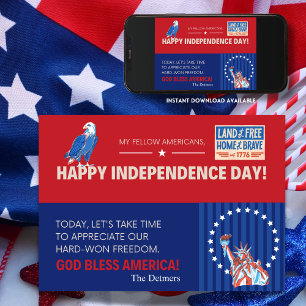 Happy Independence Day God Bless America Holiday Card
