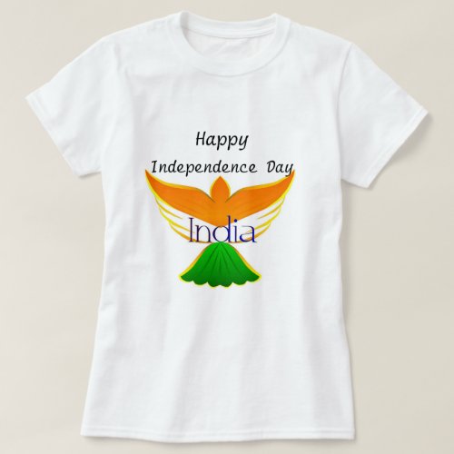 Happy Independence day India flag on bird art T_Shirt