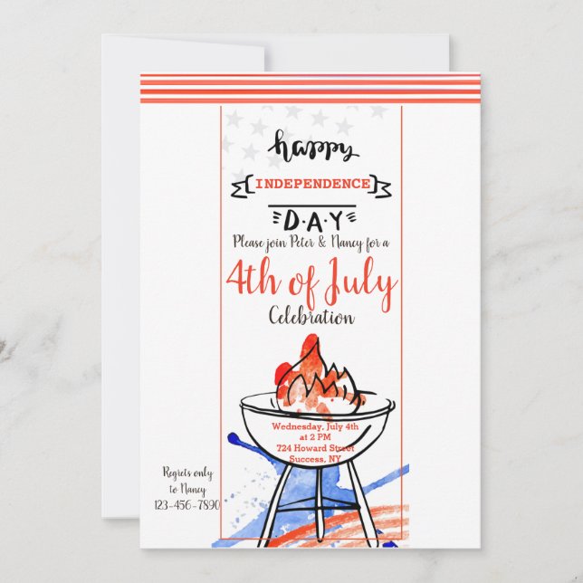 Happy Independence Day Invitation (Front)