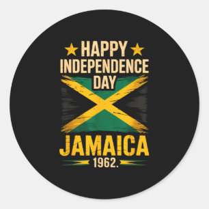 Happy independence day jamaica 1962 celebration classic round sticker