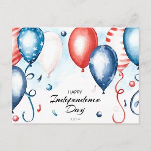 Happy Independence Day July 4th Balloons Postcard