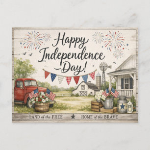 Happy Independence Day Modern Farmhouse Holiday Postcard