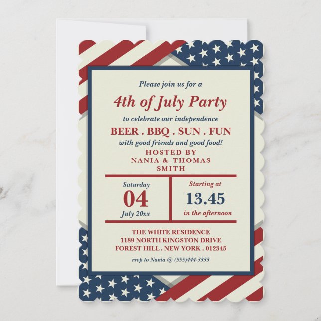 Happy Independence Day Of America Invitation (Front)