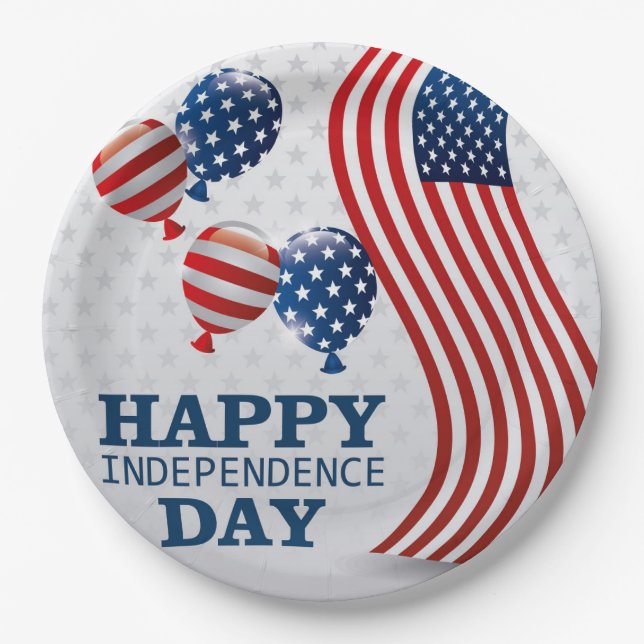 Happy Independence Day Paper Plates (Front)