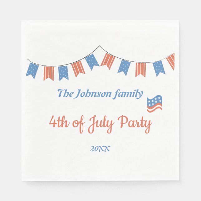 Happy Independence Day Patriotic Party Napkins (Front)