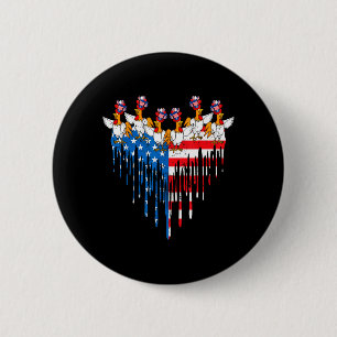 Happy Independence Day Pride American Flag Button