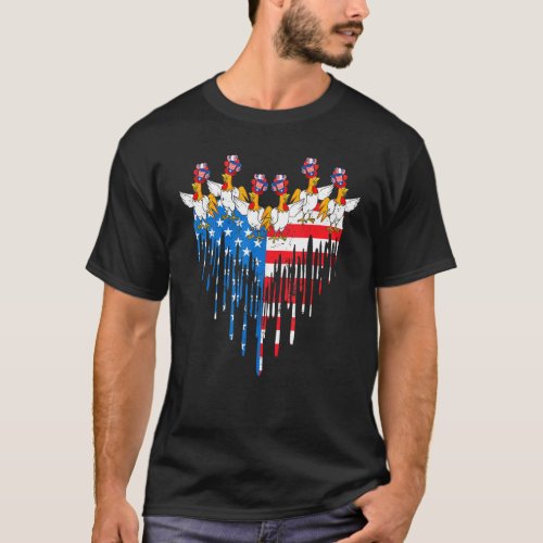 Happy Independence Day Pride American Flag Chicken T_Shirt