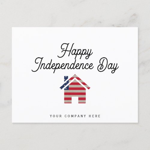 Happy Independence Day Real Estate House Postcard