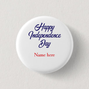 happy independence day red blue name american day button